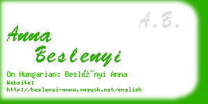 anna beslenyi business card